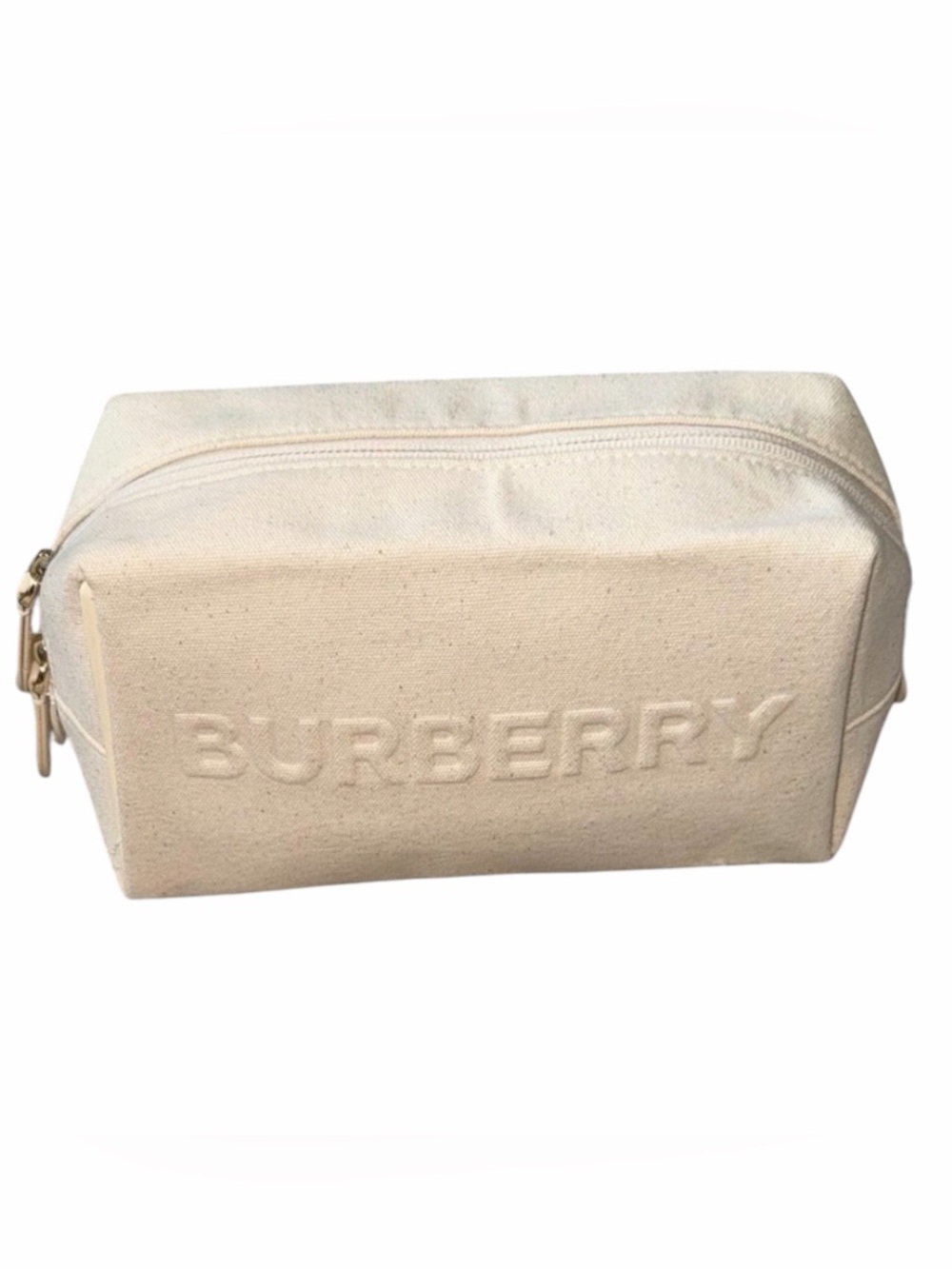 Burberry Cream Embossed Canvas Zip Pouch NWOT